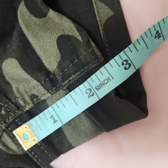Overalls Shorts Womens Size Small Army Green Camouflage Grunge Hipster Y2K 90s - Picture 14 of 15